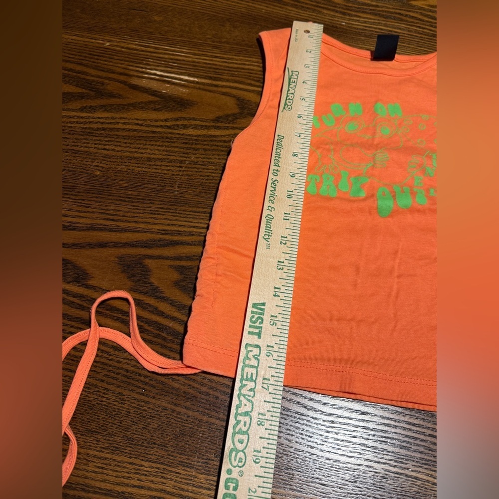 Urban Outfitters Cropped Cinched Tank Top Women Small Orange Frog Graphic Hippie - Picture 7 of 16